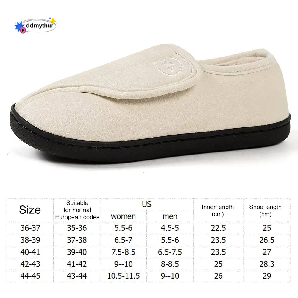 Slippers Men Suede Leather Comfy Warm Plush Slip-on Non-Slip House Shoes Indoor/Outdoor for Diabetic Swollen Feet ddmythur