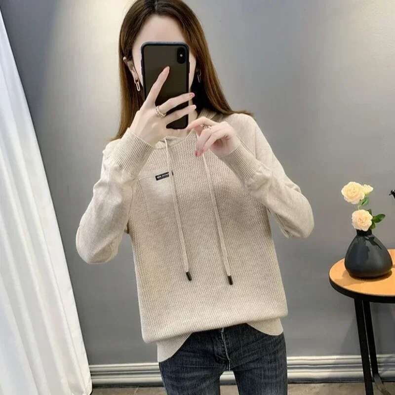 Hooded Sweatshirt for Women Korean Baggy Loose Woman Tops Plain Casual Outerwears Kpop Matching Basic Clothing New In M Hoodies