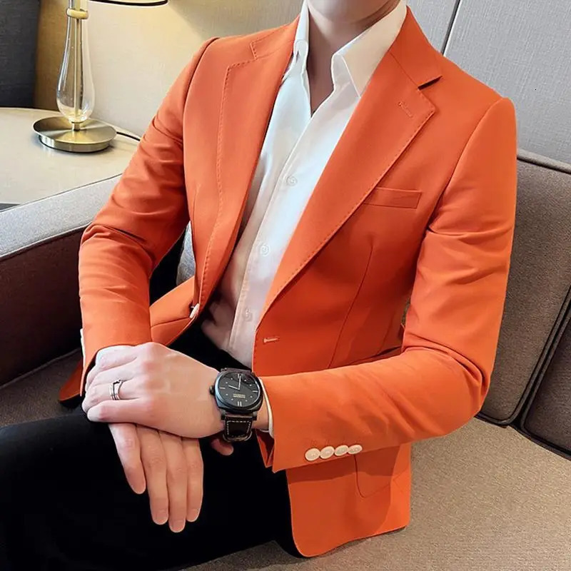 Oversize Thin Male Blazer Plus Big Size Yellow Slim Fit Mens Suit Jackets Menswear Casual Fashion Coat in Original 250614