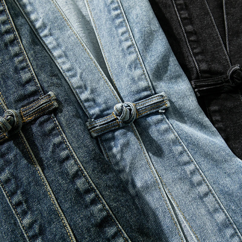 Denim Kimono Jacket Men Fashion Casual Jeans Jackets Coats Male Chinese Style Button Denim Jacket Vintage Hip Hop Loose Outwear 250616