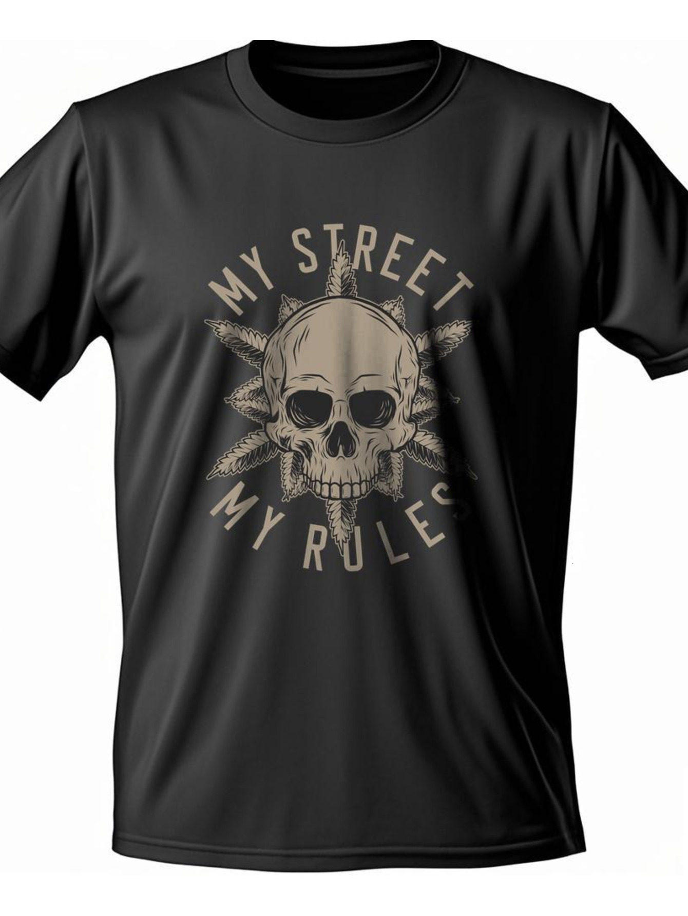 Dongdumaoyi S-3Xl Men Short Sleeve Text T Shirts Adult Round Collar Cotton 180G White Black Skull 58c3