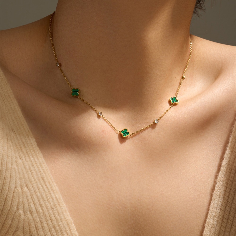 Light Fashion Temperament Simple Inlaid Pearl Necklace Earrings Women Titanium Steel Jewelry
