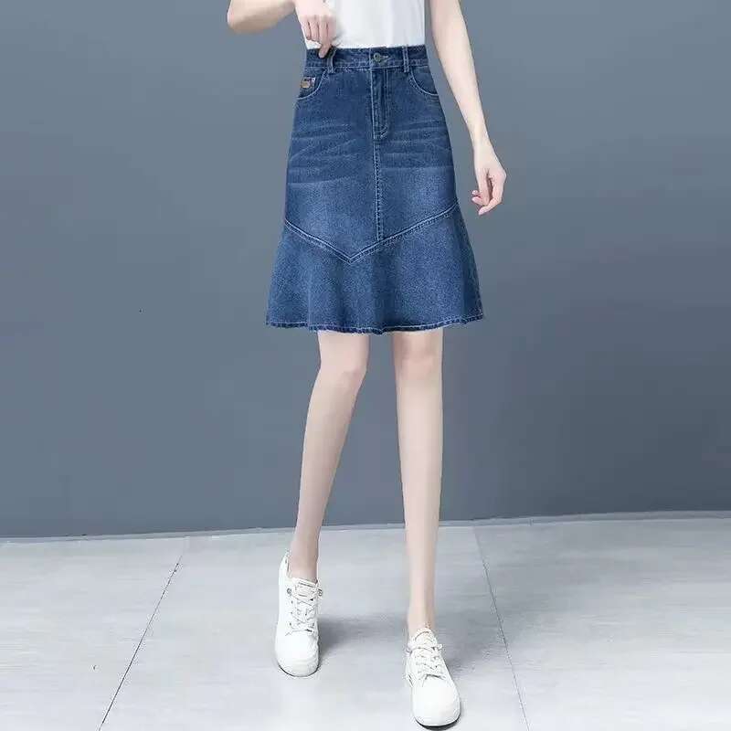Blue High Waist Jeans Skirts for Women Zipper Cheap Summer 2025 Harajuku Korean Fashion Stylish Style New in Woman Denim Skirt