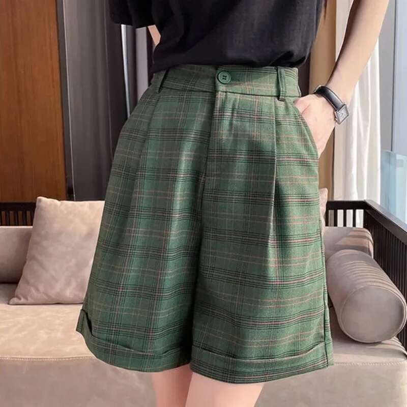 Plaid Female Short Pants Jorts Baggy Loose Womens Shorts Design Youthful Flowy Streetwear New In Stretchy Fashion Clothing 2025