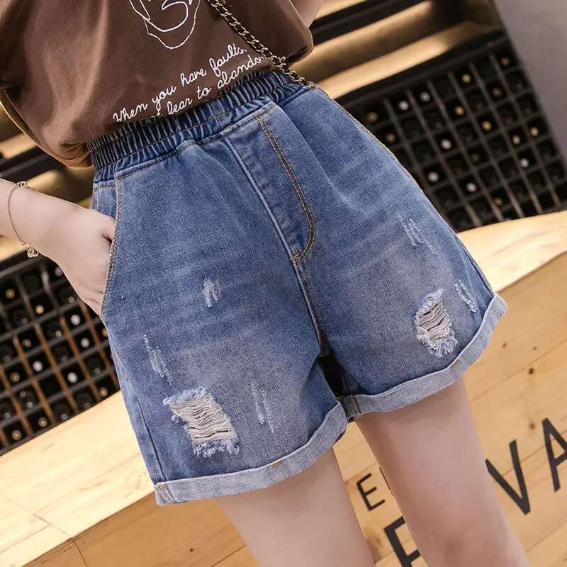 Womens Shorts Jeans Short Pants For Woman To Wear Home Ripped Denim With Waist Pocket Wide Trend 2025 Low Price Summer Luxury