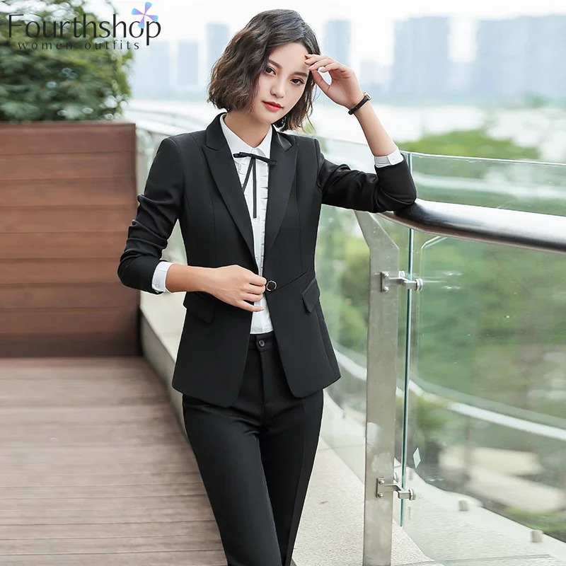 Elegant Office Lady Outfits Business Suit Women Formal Pant Suits Female 2 Piece Set Fashion Work Blazer Sets Clothes 250612