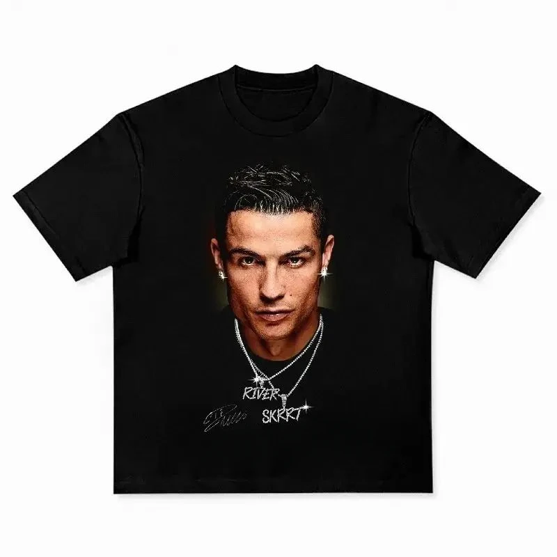 Pure Cotton American-style Streets Both Sexes Fashionable Vintage Print Short-sleeved T-shirt