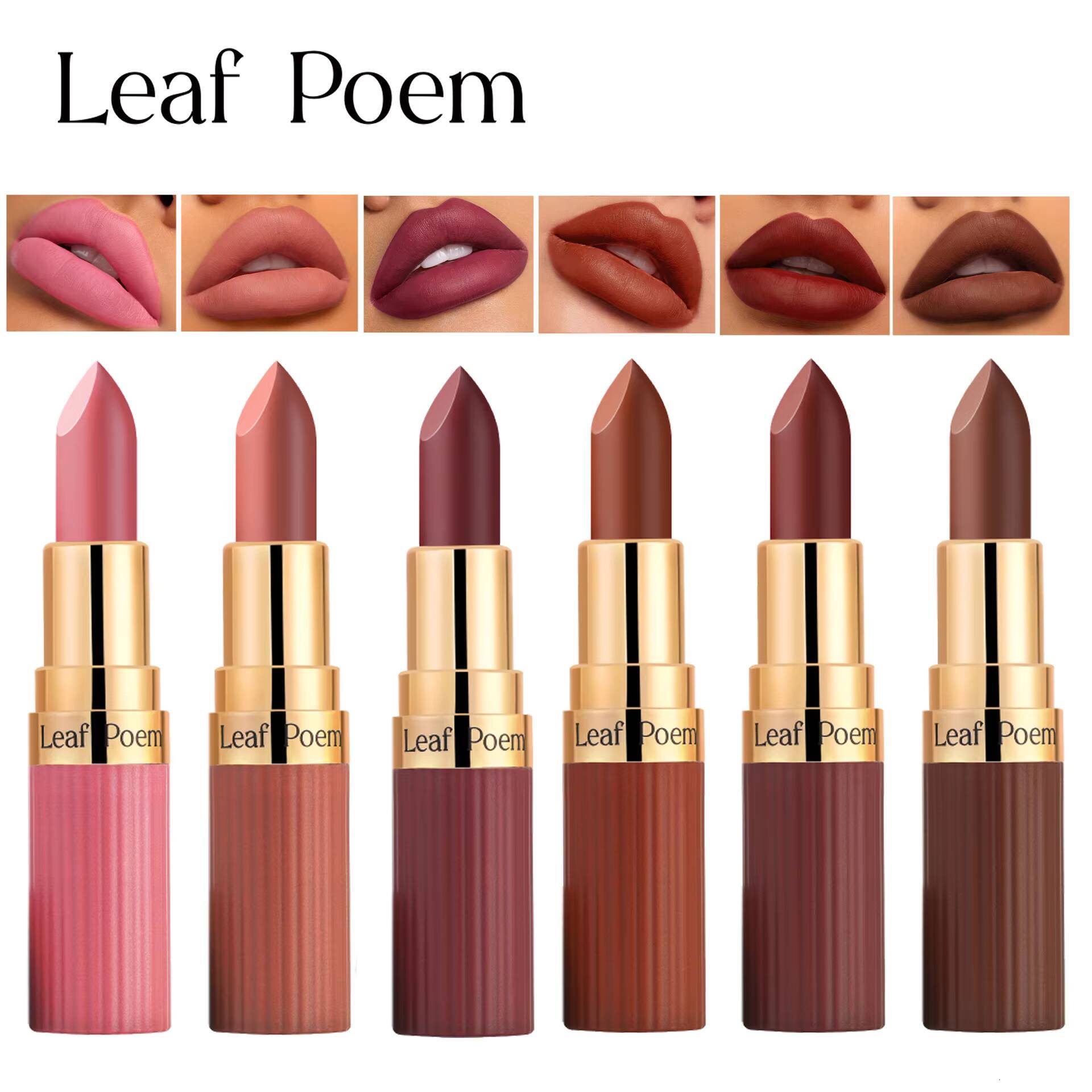 of 6 Lipstick Set Liquid Gloss Gift Box Finish Lip Gloss, Resistant to Fading Makeup Matte lipstick happy