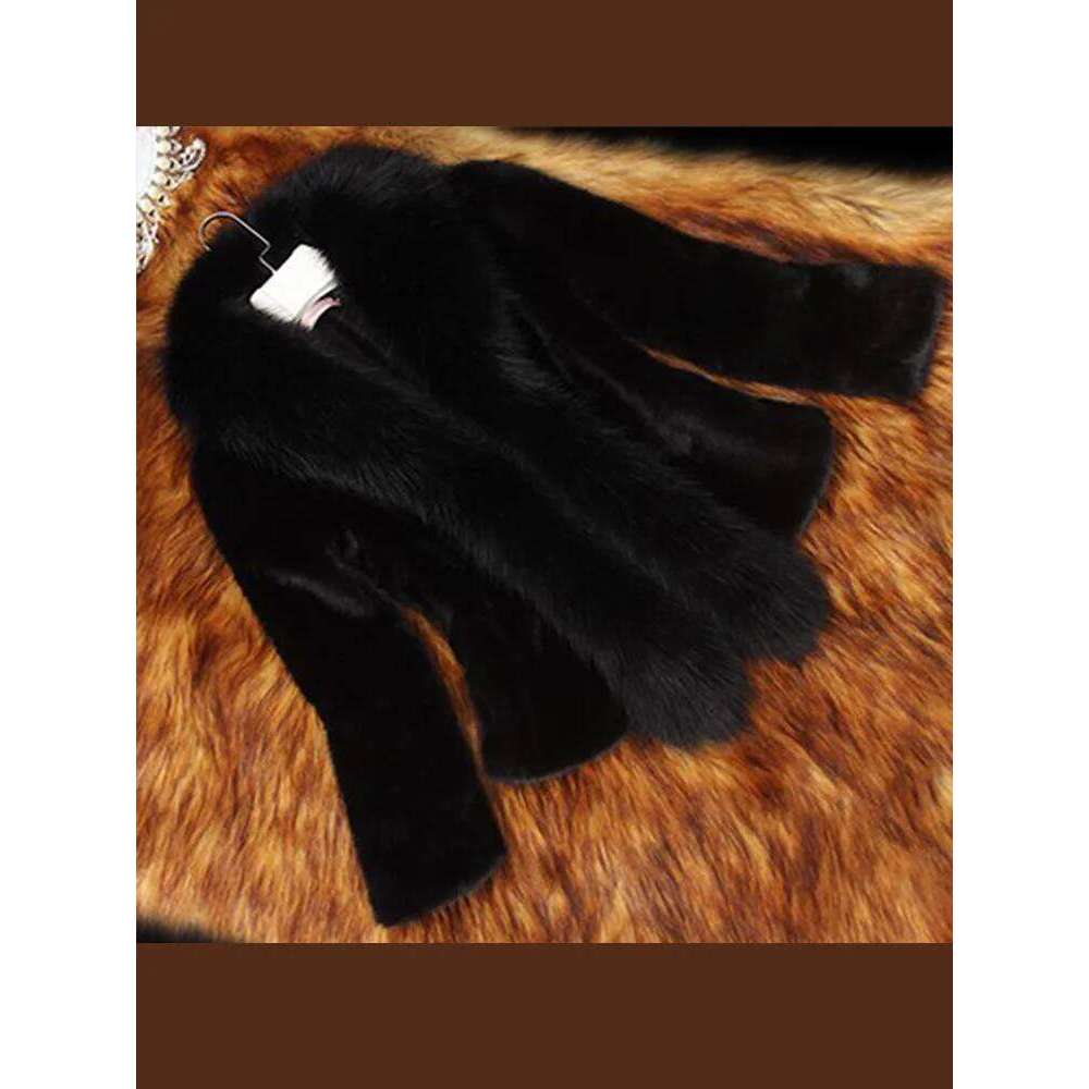 Solid Faux Coats Women Loose Single Breasted Imitation Fox Fur Fashion Female Over Coat 2024 Autumn Winter Thick Warm Jacket