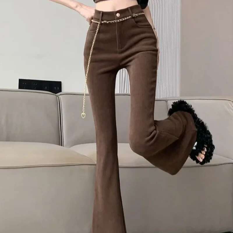 Wide Leg Pants for Women Straight Woman Trousers Korean Fashion Elastic Y2k Streetwear Slacks G Autumn High Quality Casual 90s
