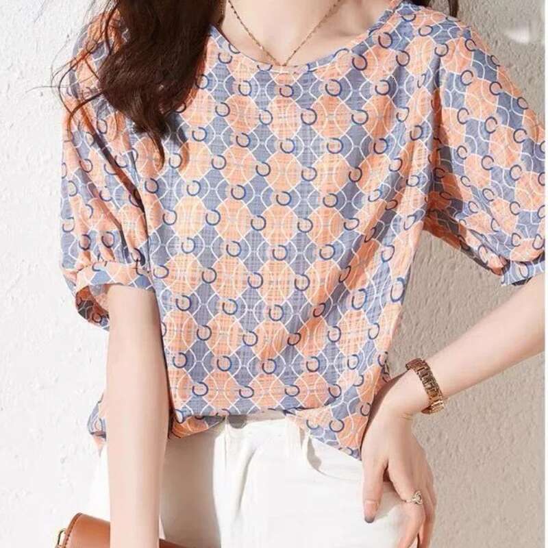 Chiffon with Short Sleeve Shirts Blouses for Women Round Neck Woman Top Blouse Elegant Luxury Xl Sale of High Quality Pretty S