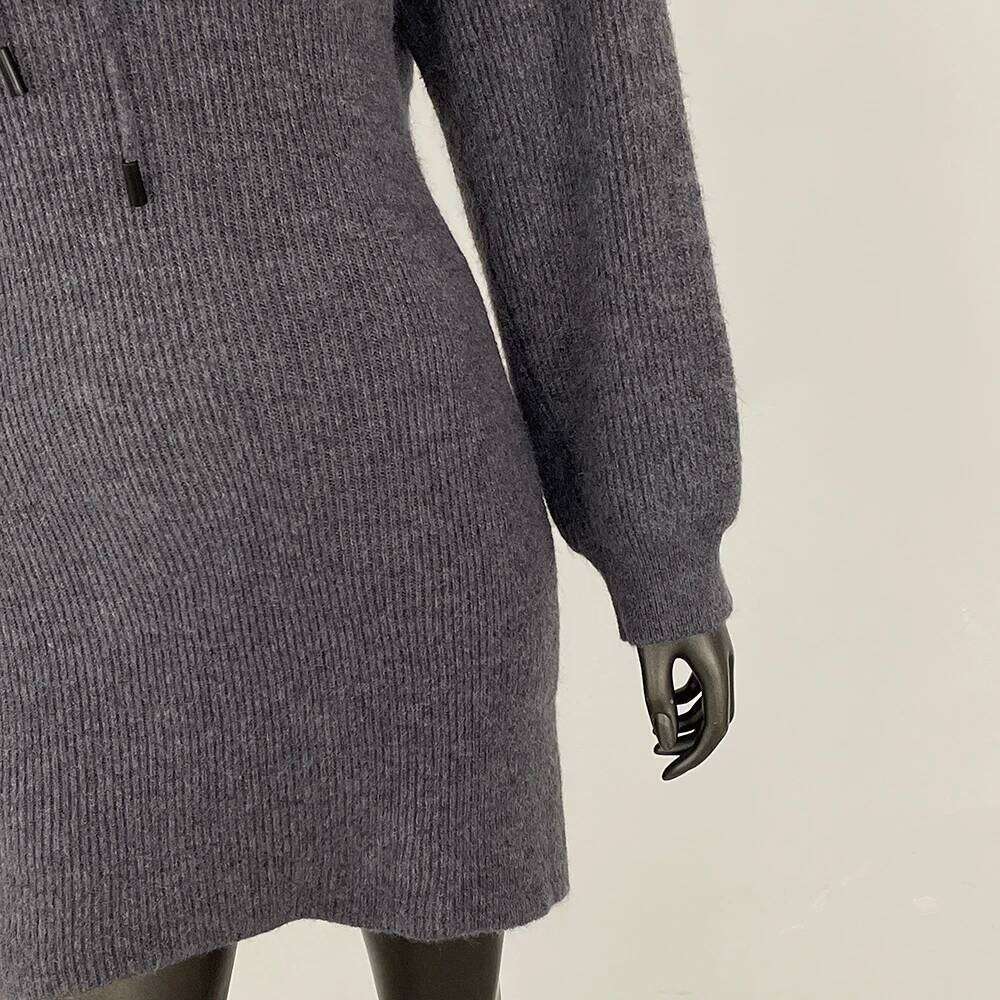 OFTBUY Long Hooded Slim Cardigan Women 2025 New Real Fox Fur Pullover Female Solid Warm Sweater Spring Autumn Knitted Skirt Lady