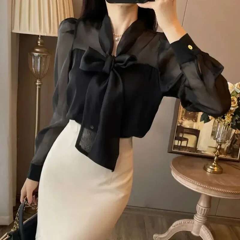 Splicing Womens Long Sleeve Dresses Korean Style Female Dress Bow Elegant Party High Quality Luxury Beautiful On Sales Curvy G
