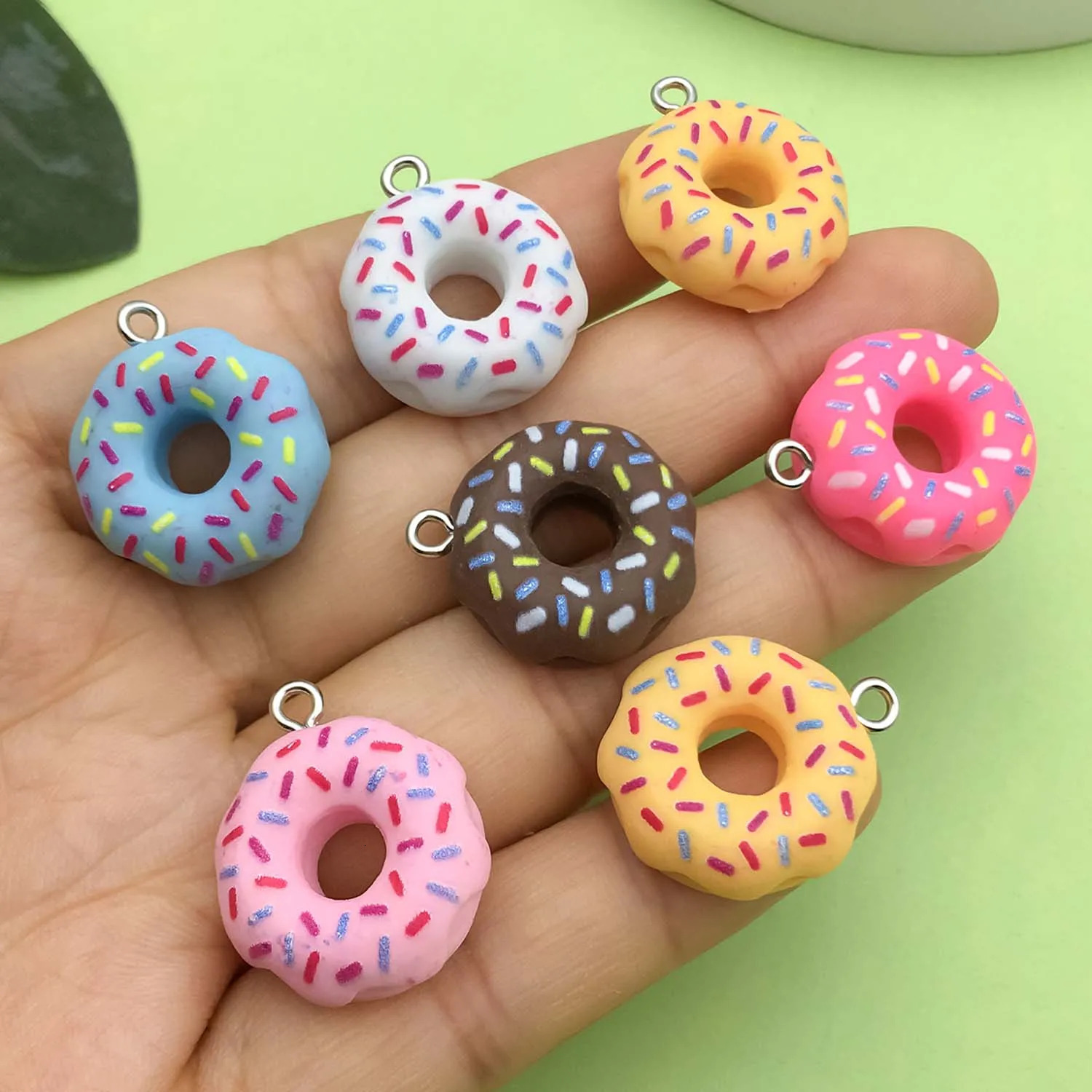 10/12pcs 18*21mm Colorful Food Donuts n Charms 3D Resin Pendants For DIY Bracelet Necklace Jewelry Making Accessories 250609