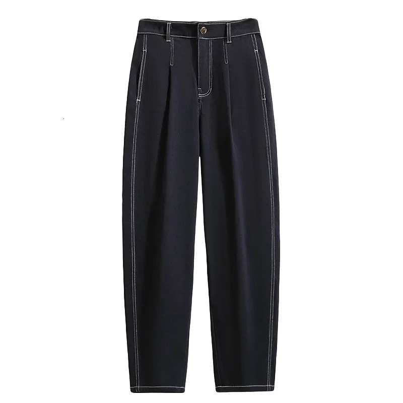 Plus Size High Waist Knitted Denim Jeans Womens Spring Autumn Of The Season Loose Slimming plus Size Big MM Dad 250609