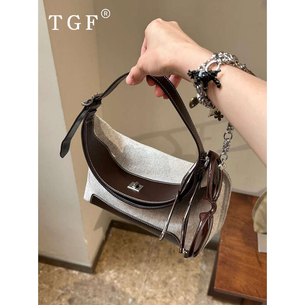 Underarm Canvas for Women New Summer High Quality Texture Niche Color Block Handheld Tote Large Bag
