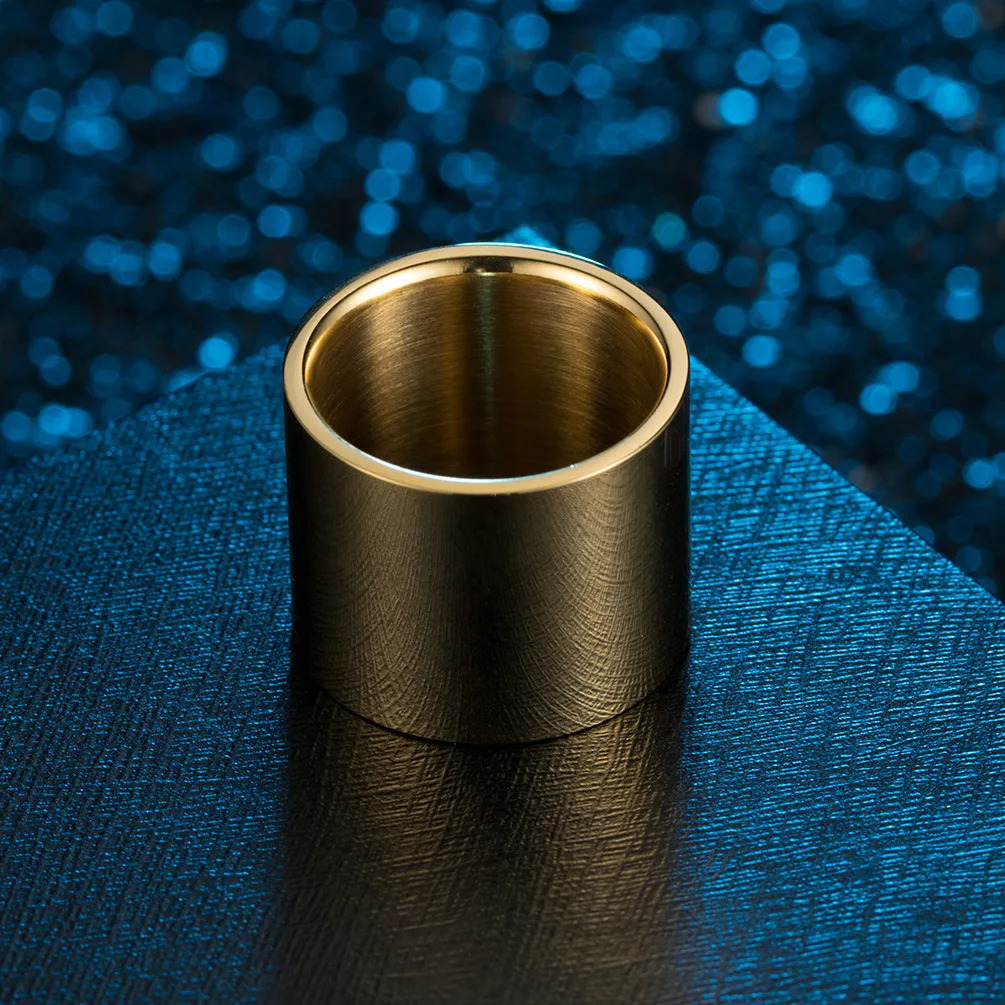 Fashion Glossy 18mm Wide Stainless Steel Ring for Men High Polished Comfort Fit 250616