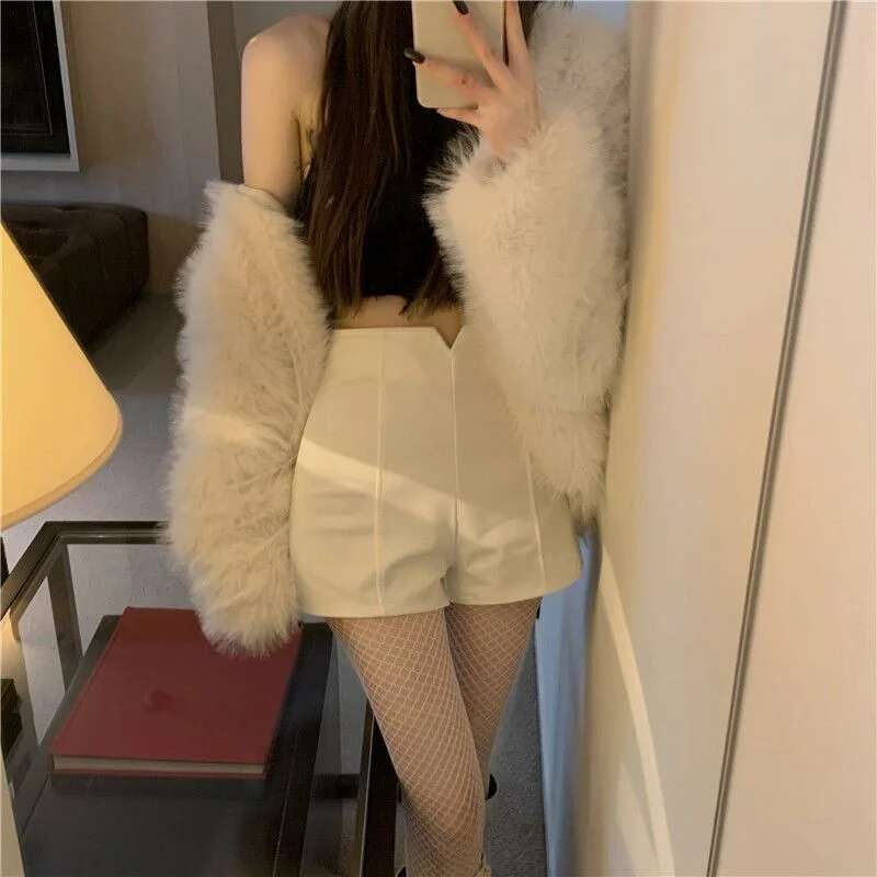 Mini Cute Womens Shorts Short Pants for Woman To Wear Skinny Sexy Knit Tight Kawaii Booty White Y2k Harajuku Outdoor Low Price