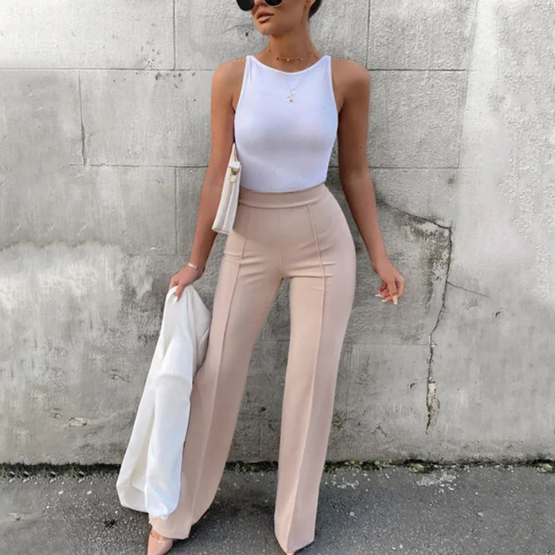 Womens Slim Bell-Bottoms Trousers Trendy Spring Autumn Pants Office Lady Solid Color Flared Trousers 250616