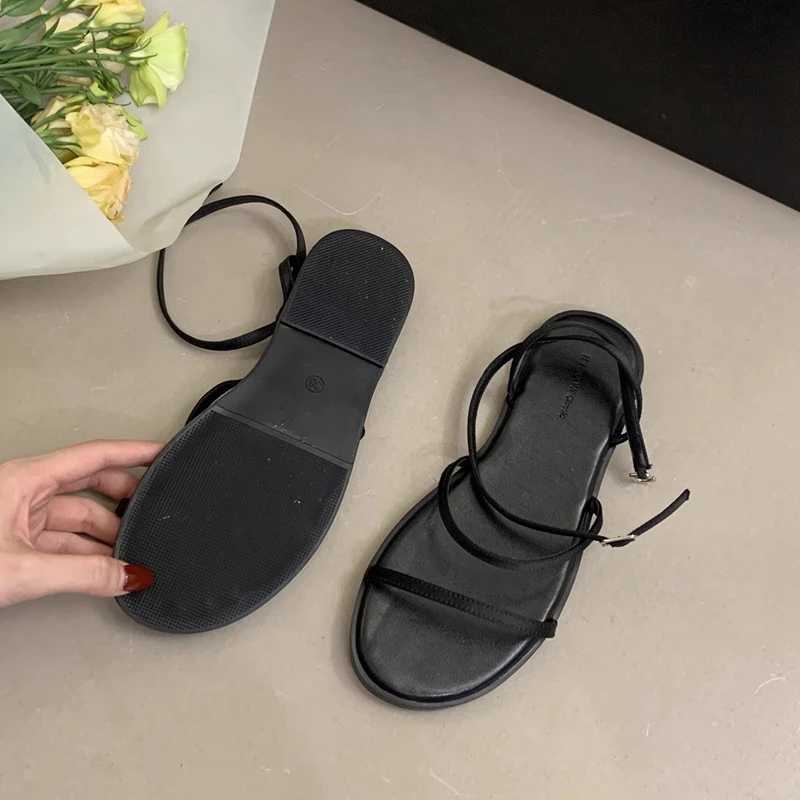SUOJIALUN 2025 Summer New Women Sandal Fashion Yellow Narrow Band Ladies Elegant Gladiator Shoes Flat Heel Dress Slides Sandal Z250617