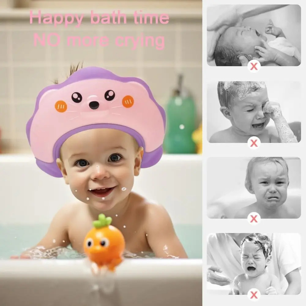 Adjustable Baby Shower Cap Eye and Ear Protection Sea Lion Shape Baby Shower Cap Shield Head Protector 250617