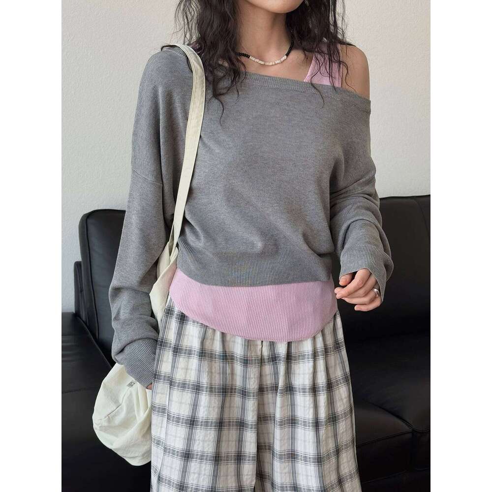 Spring and summer women's casual solid color vest+sweater set