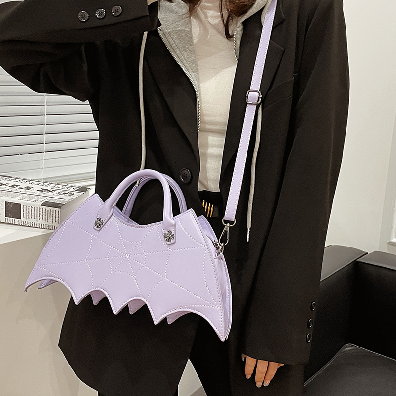 Free Shipping 2025 New Designer Bag Fashion Boutique Shopping Bag Creative And Funny Halloween Personality Bat Girl Fashion PU Handbag
