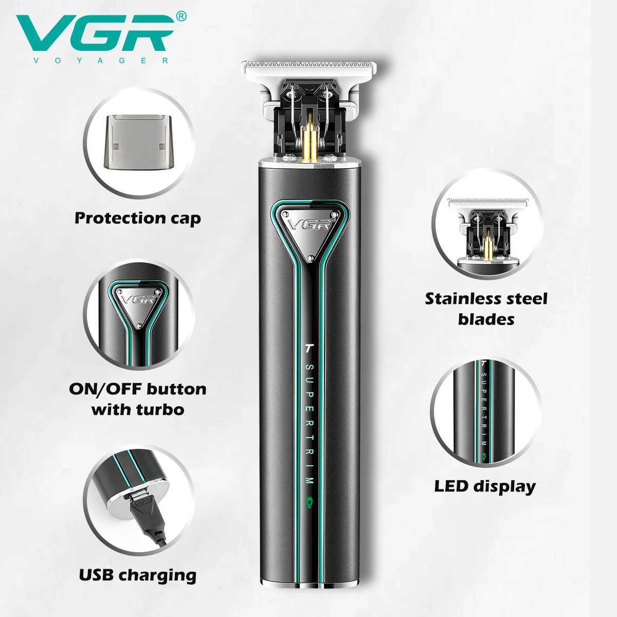 T9 Hair Clipper Metal Hair Trimmer Professional Beard Shaver Rechargeable Haircut Machine Cordless Trimmer for Men New V009 R250926