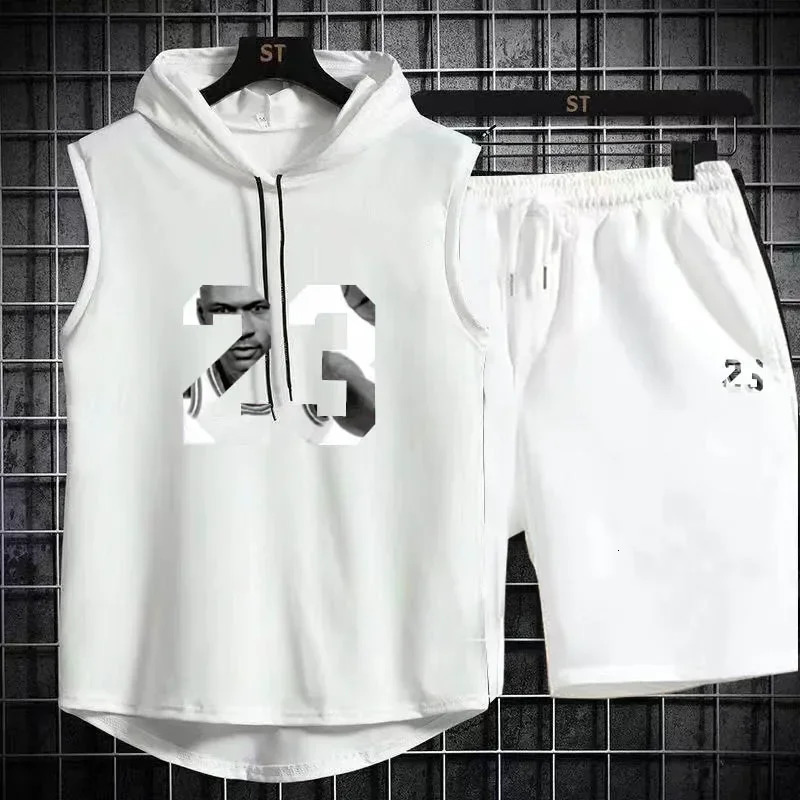 Summer Mens Two Piece Set Casual T-Shirt and Shorts Set Men Women Sports Suit Fashion Short Sleeve Tracksuit Hooded T-shirt 250617