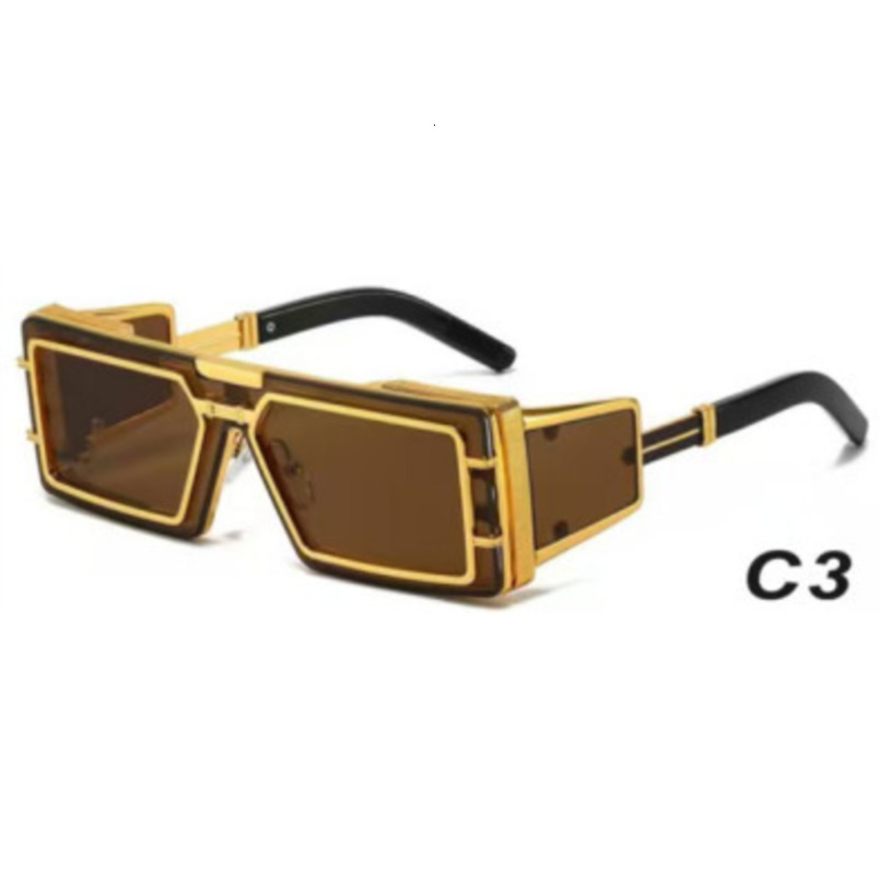 25 New High-End Full Metal Inlaid Frame Cyberpunk Square Fashion Trendy Sunglasses For Men And Women