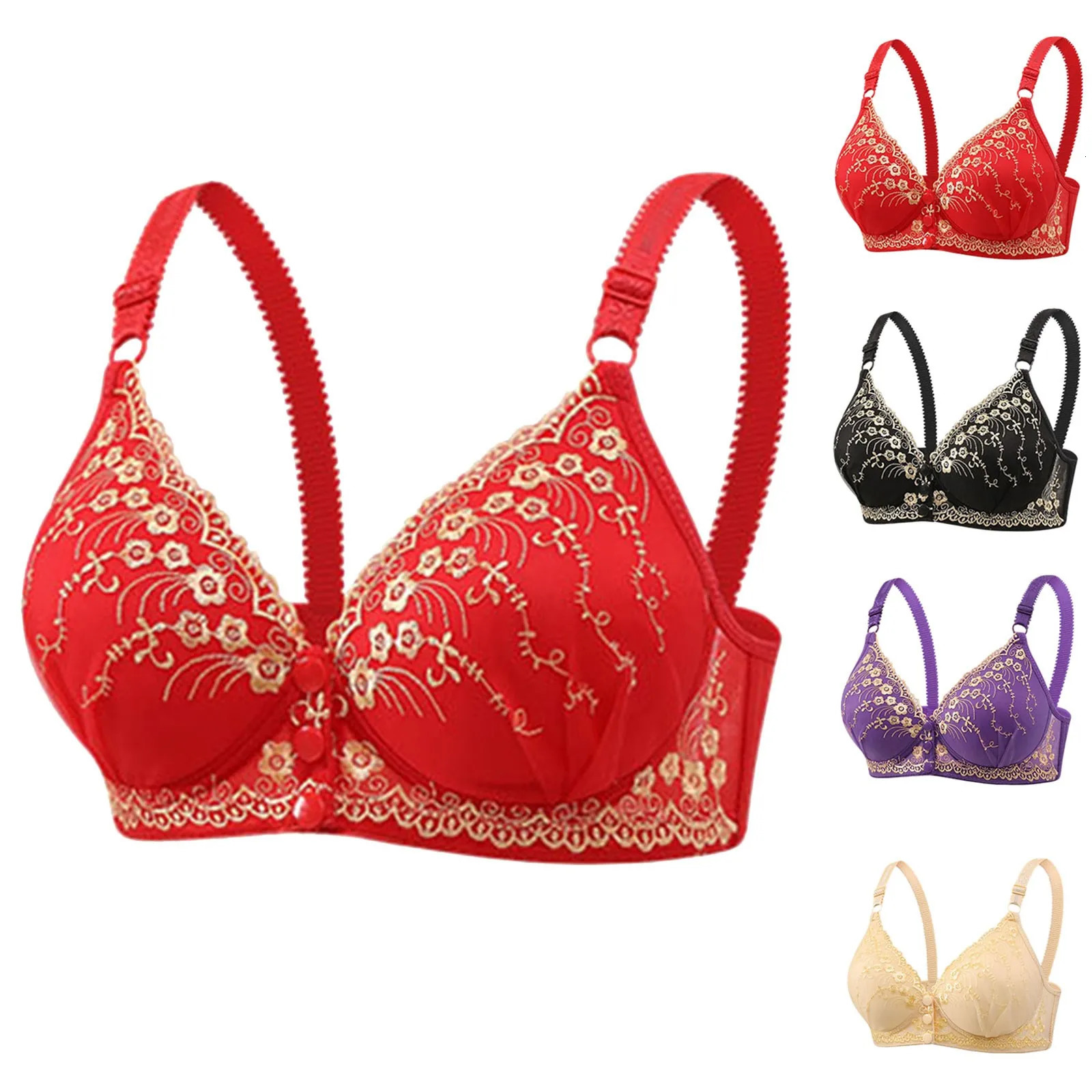 Portable Front Snap Large Size Bra Push Up Without Steel Ring Thin Underwear Middle Mother Bra Big Chest Small Sleep Bra 250617