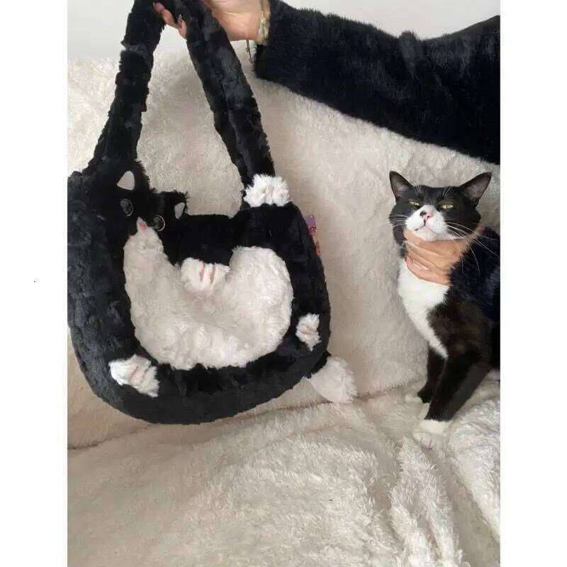 Milk Cat Autumn Winter Original Shoulder Crossbody Underarm Handbag Cute Women Plush Purses Handbags Tote Bag