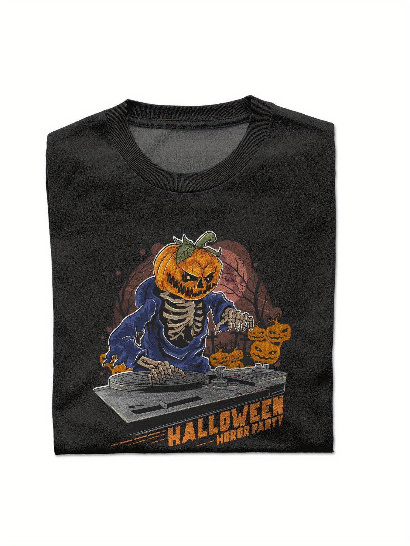 Dongdumaoyi Black Graphics White Short Sleeve Adult T Shirts Cotton Round Collar 180G S-3Xl Men Halloween 9ac0