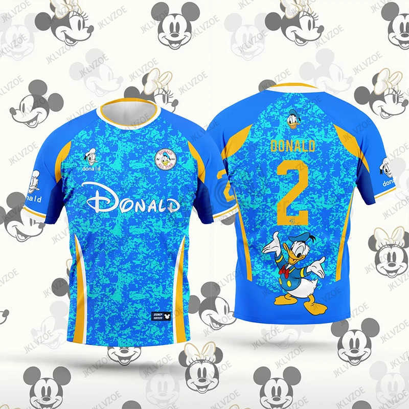 Disney New 2025 Summer Disney Mickey Mouse No.10 T-shirt Football Jersey Quick Drying Short Sleeve Tees Casual Sports Kids/Adult Tops W250617