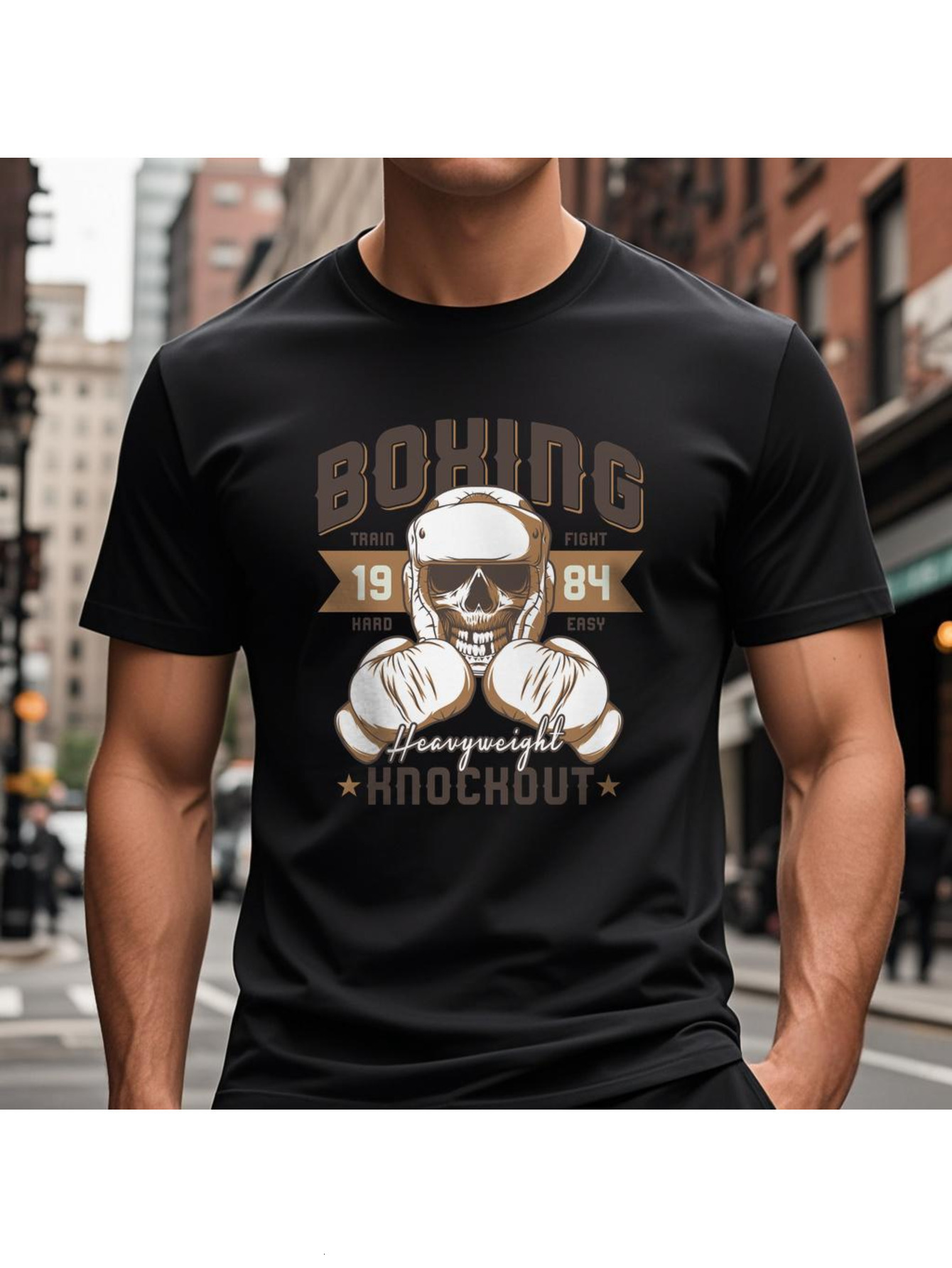 Dongdumaoyi T Shirts Men Cotton Short Sleeve Round Collar White S-3Xl Adult 180G Weightlifting Black Text Skull 85bf