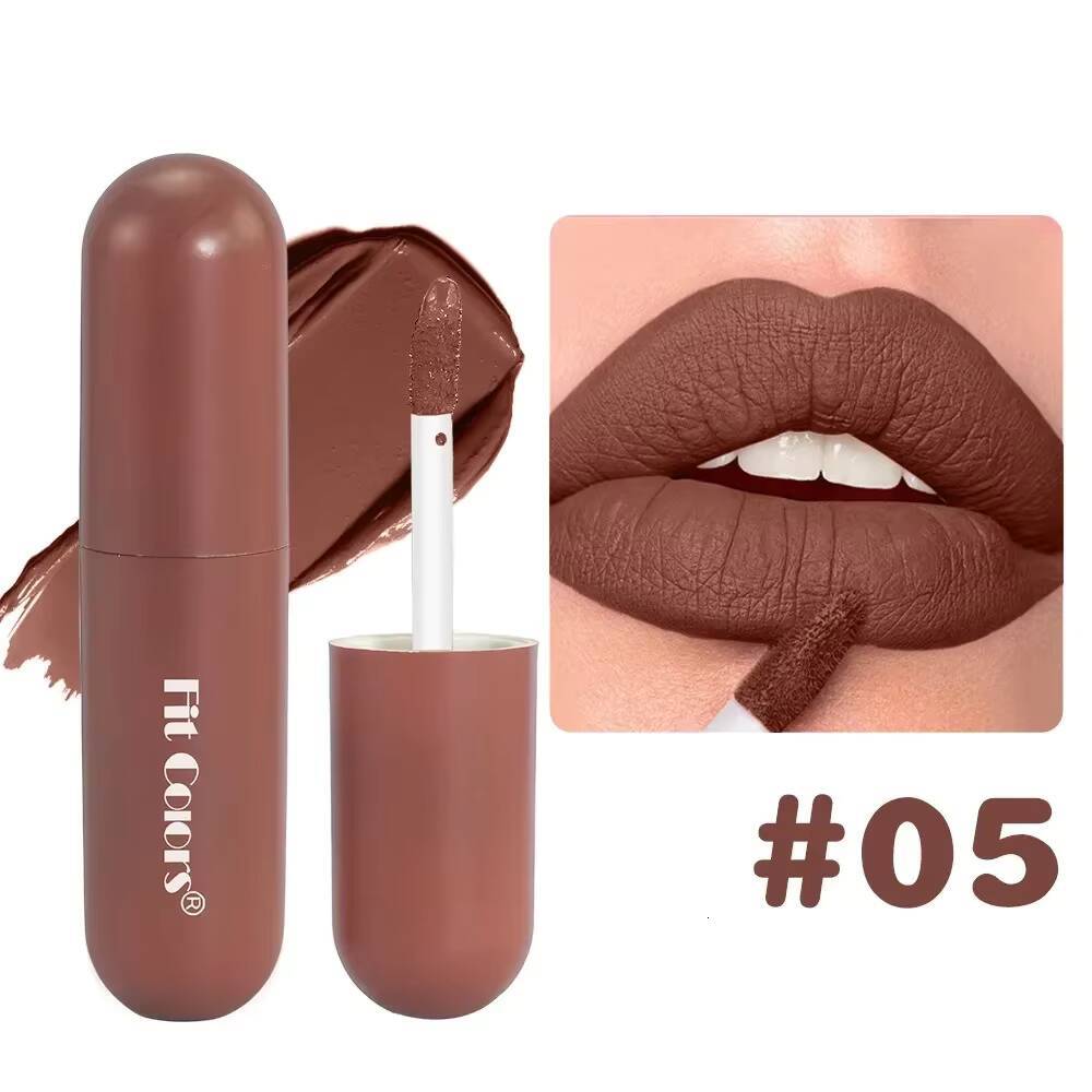 Chocolate Brown Red Liquid Lipstick Velvet Satin Gloss Matte Finish Non Stick Cup Lip Tint Waterproof Long-lasting Makeup happy