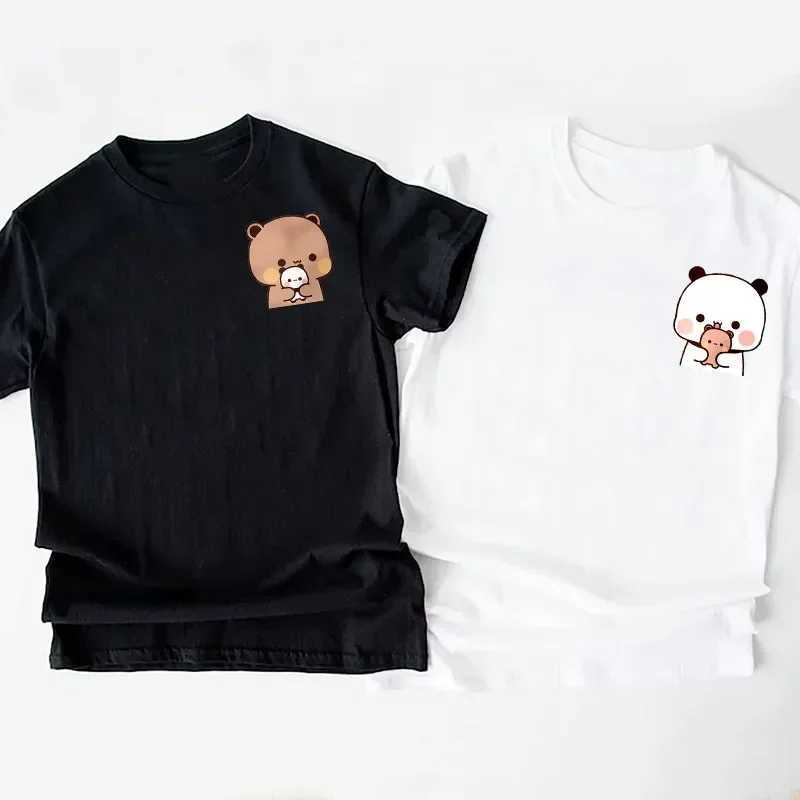 Panda Bear Bubu Dudu and Their Babies T Shirt Fashion Funny Couple T-shirt Women Fashion Casual Short Sleeve Tees Clothing T250617