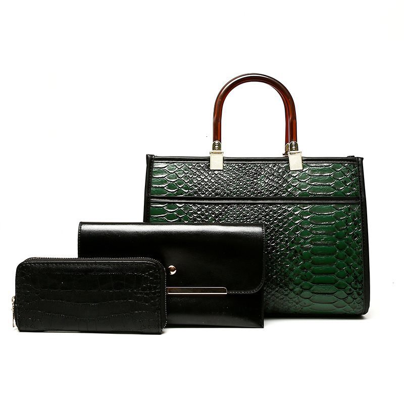 Free Shipping 2025 New Designer Bag Fashionable And High-quality Shopping Bag Retro Three Piece Set Large Capacity Snake Pattern Women's Single S