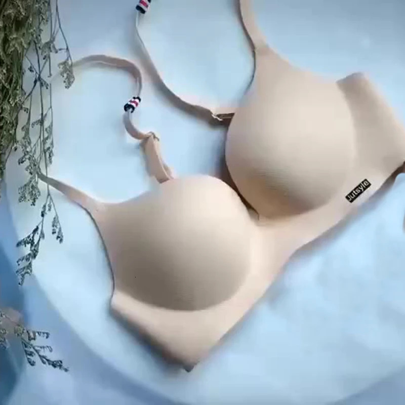 Ice Silk Bra For Women Sexy Seamless Bralettle Gather Push Up Lingerie Wireless One Piece AB Cup Adjust Straps Candy Color Bras 250617