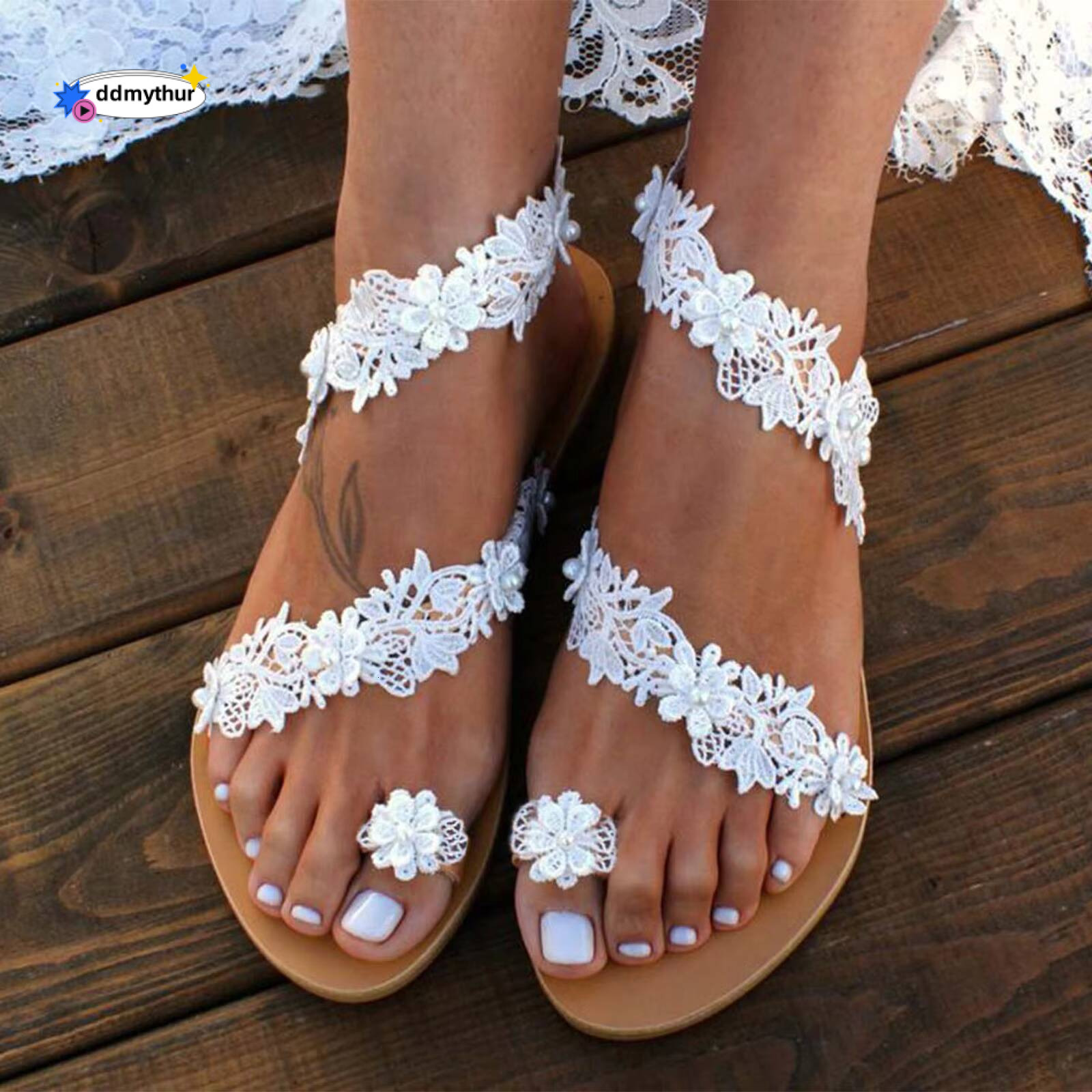 Woman 2025 Trend Women Flower Slippers Beach Sandals Flat Girls Roman Women'S Casual Shoes Zapatillas Mujer ddmythur