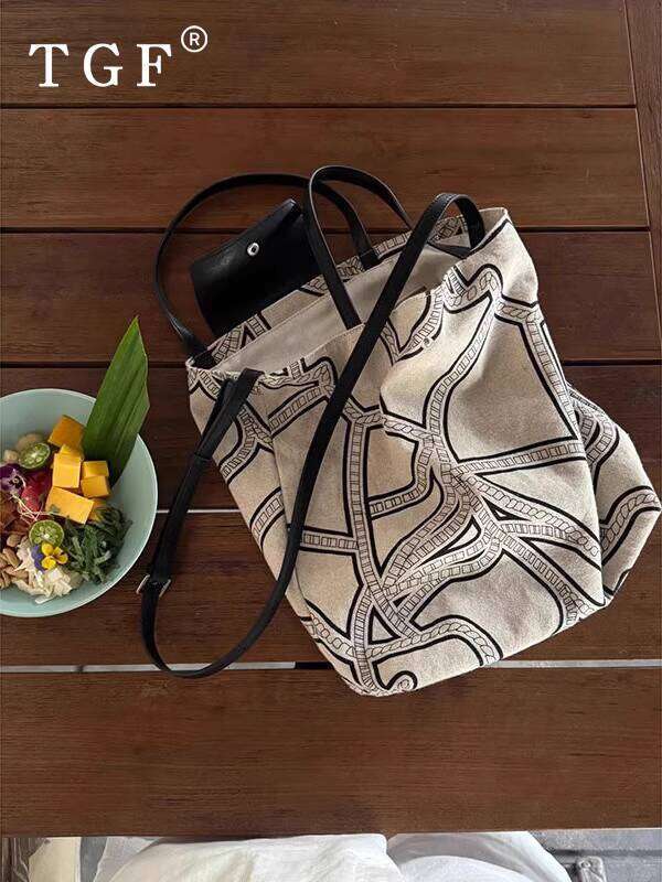 Handheld Canvas for Women New Summer Light Luxury Niche Design Striped Large Capacity Crossbody Tote Bag