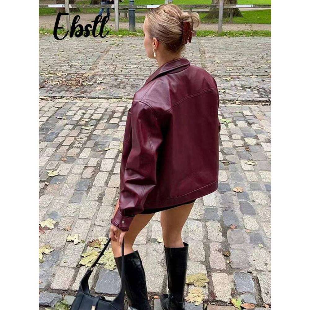Fashion Zippers Short Leather Jackets Women Elegant Lapel Pocket Long Sleeve Coat 2024 Autumn New Lady Casual Urban Tops Outwear