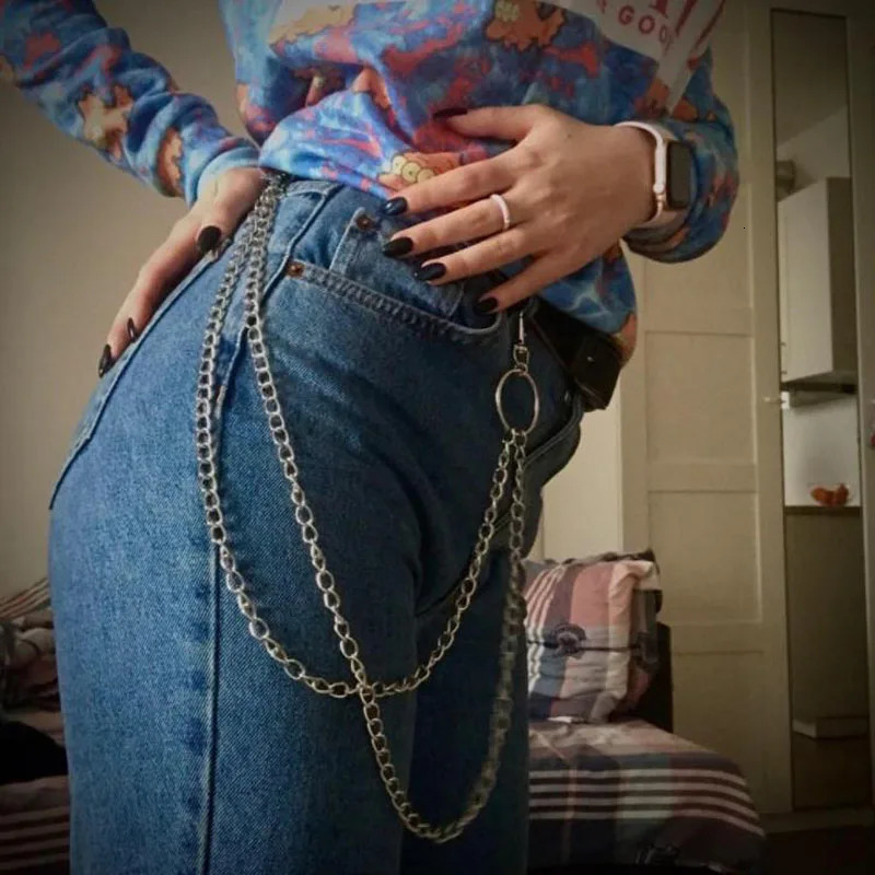 Punk Rock Metal Pants Waist Chain Men Women Key Chain Big Ring Wallet Keychain Jeans Unisex Hip-hop Jewelry Gift 250616