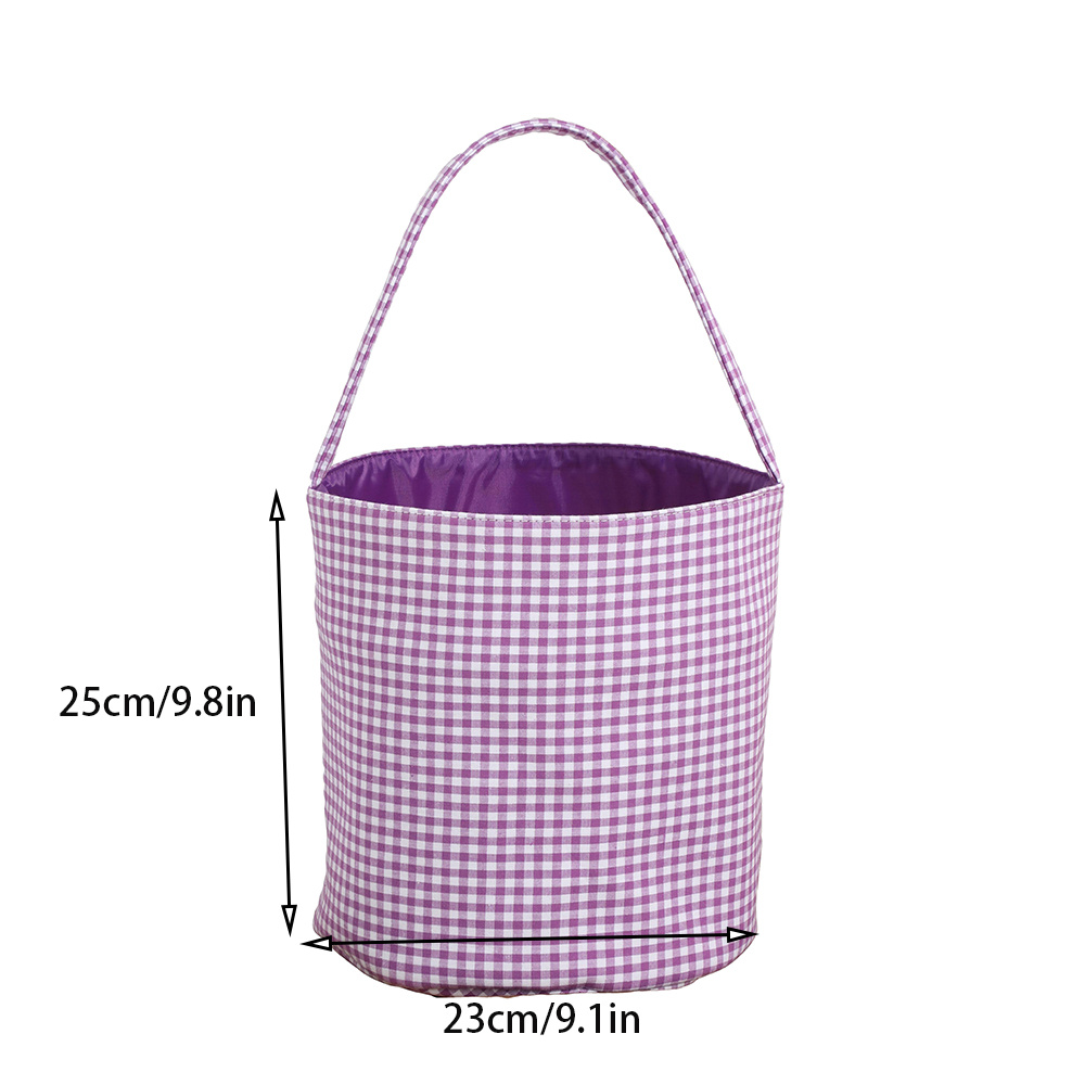 Plaid Halloween Holiday Decoration Portable Lightweight Large Candy Bucket Blue Birthday Gift Halloween Gift Storage Bucket Trick or Treat Candy Bucke