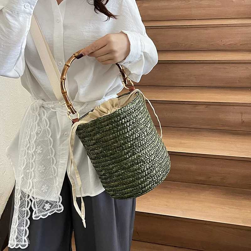 LEFTSIDE Small Straw Bucket Crossbody Bags for Women 2025 Summer Ladies Shoulder Bag Females Beach Bags Lady Handbags and Purses Z250617