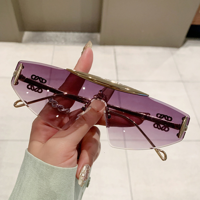 New Frameless Men, Trendy Ins Style, Fashionable And Unique Cat Eye Sunglasses For Women