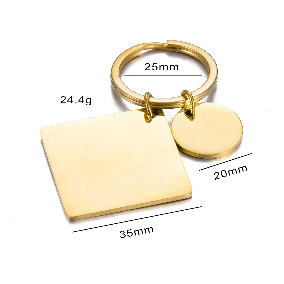5Pcs Waterproof No fading Stainless Steel Keychain Metal Round Square Tag DIY Collar Accessories Gift Key ring Wholesale 250616
