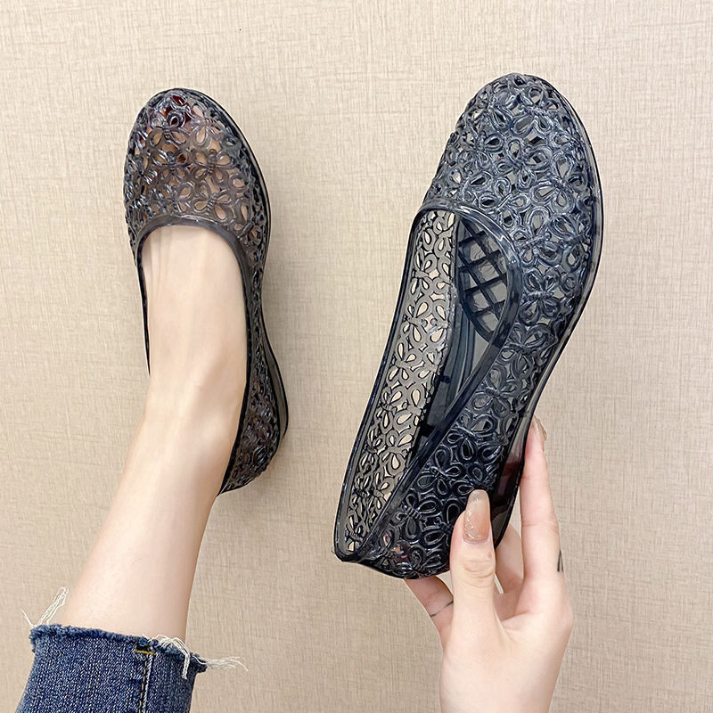 Anti slip crystal shoes transparent women's sandals summer outdoor wedge women's sandals designer sandals women's flat hole shoes