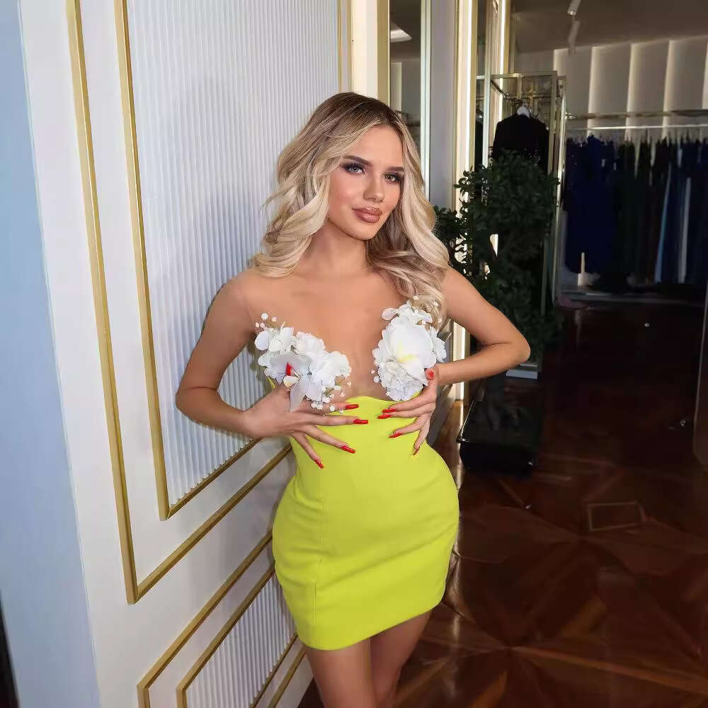 Women's Fashion Summer New Sexy Floral Bandage Tube Top Dress Bodycon Slim Short Skirt Set
