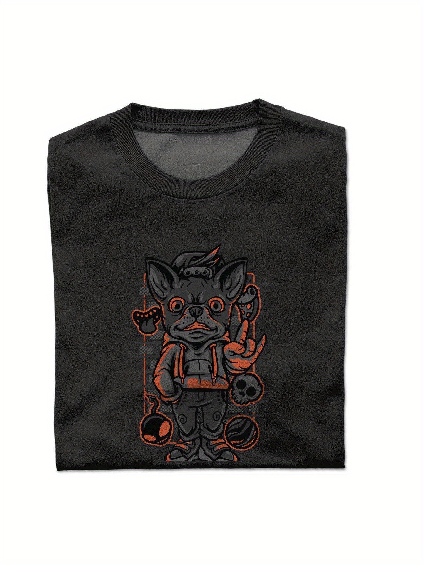 Dongdumaoyi Adult T Shirts Black 180G Graphics Round Collar Men Short Sleeve Cotton Tiger S-3Xl White 8079